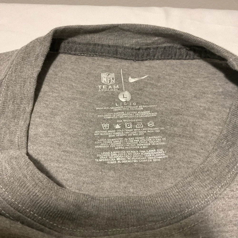 Nike NFL Las Vegas Raiders Long Sleeve T-Shirt Mens Large Gray Cotton Crew Neck‎